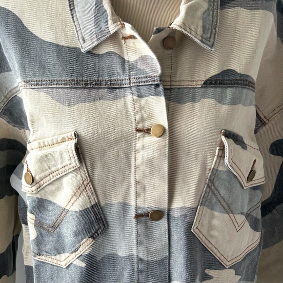 🌸NWT Easel Camo Styler Washed Twill Jacket. Grey/ Creme. 1 SM 1 MED 1 LRG - Picture 10 of 11